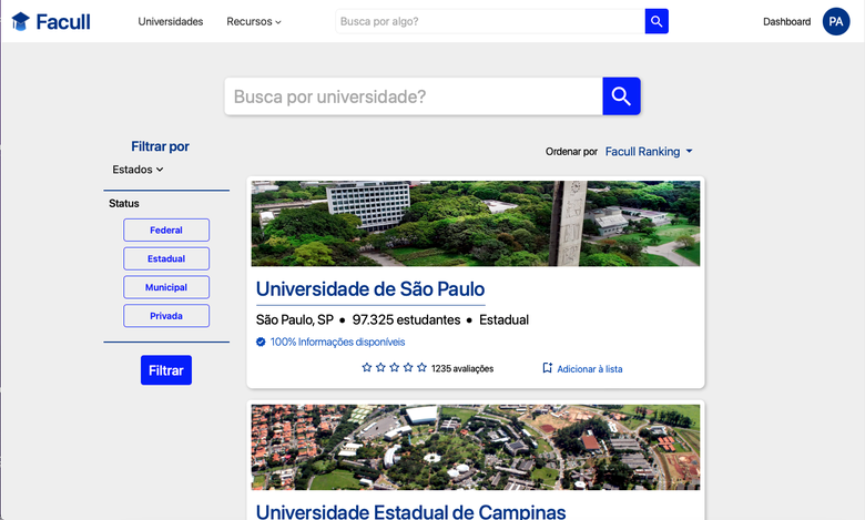 Facull — Search and filters